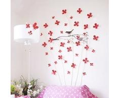 Walplus ROSSO 3D Fiori adesivi da parete rimovibile autoadesivo arte murale decalcomania vinile DECORAZIONE CASA fai-da-te VIVENTE ufficio camera letto carta parati cameretta bimbi regalo, 9 x 9 cm