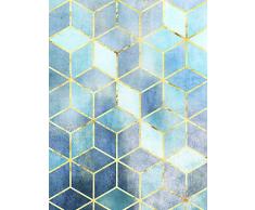 Komar - Quadro da Parete, Motivo: Mosaico Azzuro, per Soggiorno, Camera da Letto, Decorazione, Stampa Artistica, Disponibile in 3 Misure, Blu, Giallo, P092B-30x40