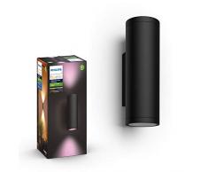 Philips Hue White and Color Ambiance Appear Lampada da Parete Smart per Esterni, Doppia Illuminazione Sopra/Sotto, LED Integrato, Alluminio, Nero [Classe di efficienza energetica A+]