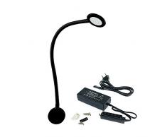 Emuca - Applique collo di cigno LED con braccio flessibile e 2 porte USB per ricarica di dispositivi, nero