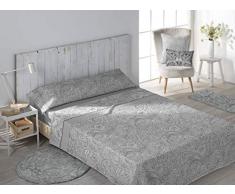Stilia - Set di 3 Lenzuola in Flanella Invernale, con 2 Lati e reversibili, per Ufficio, Letto 150-240 x 270 cm, Colore: Grigio
