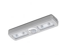 EGLO 94686 Baliola LED-per armadio in plastica con sensore 4 luci a LED in plastica, argento