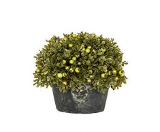 Aufora H0399Â A pianta artificiale in vaso con bacche e vaso nero rustico, verde