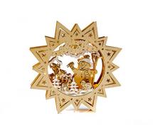 evviva Stella Natale Legno Taglio Laser con LED, Marrone, 27 x 27 x 5.5 cm