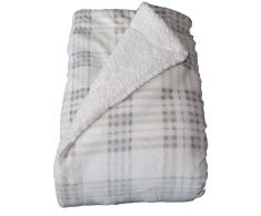 Comptoir du linge Plaid Scozzese Stampato Naturale, Microfibra, Beige, 200Â x 150Â cm