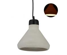 relaxdays Lampadario a Sospensione, Paralume in Cemento, Lampada da Soffitto Vintage, E27, HxD: 119 x 26 cm, grigio/nero, 1 Pz