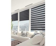 madecostore - Doppia Tenda avvolgibile Giorno Notte Must – Nero e Bianco – L64 x H250 cm – Fissaggio con Foratura, Catena cromata