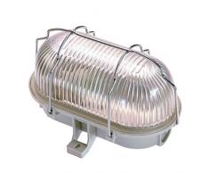 as - Schwabe 56200 - Faretto Ovale per Esterni, 60 W, 230 V per Lampadina E 27 (Non Inclusa), Ip 44, Colore Grigio Chiaro