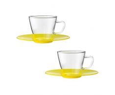Bohemia Cristal 093Â 012Â 109Â Play of Colors Set di TAZZINE caffÃ¨ in Vetro BOROSILICATO con PIATTINO in PLASTICA, Vetro, Vetro, Giallo, 0.1Â x 0.1Â x 5Â cm, 2Â unitÃ 