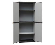 Adventa Armadio in Resina con Ripiani 2 Ante, (Interno/Esterno), Grigio Nero, 68x39,5x168