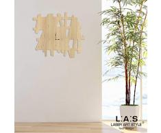 L:A:S Laser Art Style Orologio da Parete Design Moderno per Cucina Salotto Soggiorno W-393L, Legno, Natural Wood, 100x90 cm