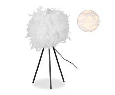 Relaxdays Lampada da Comodino, Camera da Letto, cameretta dei Bambini, Moderno, Rotonda, Lampada E 27, 10 Watt, 60 cm di Altezza, Bianco, Carta, H x D: ca. 60 x 28 cm