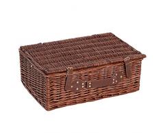 Outsunny Cestino da Picnic per 4 Persone con Posate Piatti Bicchieri e Altri Accessori Vimini 54x34x20cm