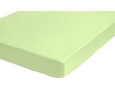 Biberna - lenzuola singolo singolo con angoli elasticizzati, in jersey, Cotone/Tessuti misti, Verde pistacchio, 140 cm x 200 cm