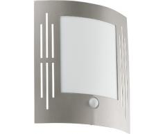 EGLO 88144 - Lampada da Parete per Esterni in Acciaio Inox e plastica Bianca, Modello City, 1x 15W, Attacco E 27 (Lampadina Non Inclusa), IP33, 24 x 27 cm