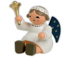 KWO Olbernhau 75676 - Soprammobile Decorativo, Soggetto: Angioletto Seduto con Campana, 4 cm