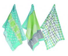 KECKU 390180Â Carla (12278, 12279, 12276) Strofinaccio Set Carla I 3tlg, 100% Cotone, Multicolore, 18Â x 13Â x 5Â cm