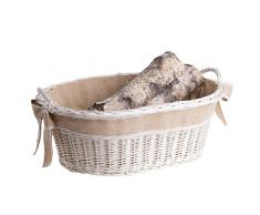 e-wicker24 vollwe idener Camino Cestino, Beiger - Cesto in Vimini, Cestino di Vimini per Legna da ardere, Cesto portalegna per Camino, con jutebesatz