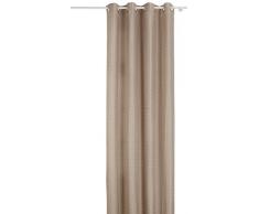 Home Maison 09374-8-AL Tenda in Tessuto Jacquard con Occhielli, 135 x 260 cm, Beige/Argent, 135 x 260