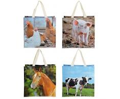 Esschert Design tp140Â Animali della Fattoria Assortiti Borsa per la Spesa, Tessuto PP, Poliestere, Multicolore, 39,5Â x 14,5Â x 40Â cm