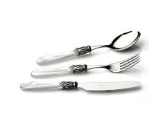 D&D - Domus And Design France Set Posate in Confezione Vetrina, Acciaio 18/10 / Metcrilato, Bianco Perlato