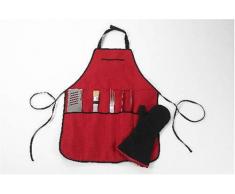 Picnic at Ascot - Grembiule da Barbecue con Attrezzi, Colore: Rosso