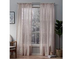 Exclusive Home Cali Tenda a Pannello Trasparente, con Finestra, Coppia con Asta Tascabile, Poliestere, Blush, 96Â x 50Â x 0.2Â cm