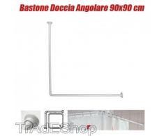 TrAdE shop Traesio Telaio Tenda Tende Bastone Asta Doccia E Vasca da Bagno Colore Bianco 90 X 90 CM