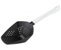 FACKELMANN 23014 - Scolapasta ARCADALINA, cucchiaio in plastica, schiumarola per padelle e pentole rivestite (colore: bianco/nero), quantitÃ : 1 pezzo