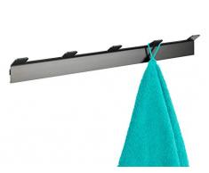 Wenko 23900100 Montella - Appendiabiti con Ganci a Vite, in Alluminio Inossidabile, 49 x 5,8 x 3,3 cm, Colore: Antracite