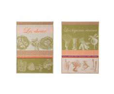 Coucke Set di 2 Strofinacci in Jacquard di Puro Cotone, civette e Verdure Radici