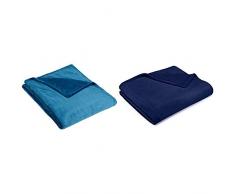 AmazonBasics - Coperta Vellutata in Pile, 168 x 229cm, Color Verde Acqua & - Coperta Vellutata in Pile, 168 x 229cm, Colore Navy