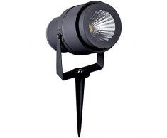 Faretto LED Cob da Giardino 12W, con Picchetto, Grigio Ip65