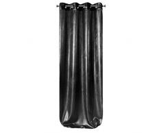 Eurofirany - Tenda in Tessuto Jacquard con 8 Occhielli, Elegante e Luminosa, con Cuciture argentate, Morbida, per Soggiorno, Camera da Letto, Lounge, 1 Pezzo, Nero + Argento, 140 x 250 cm