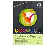 Lanterna rotonda in eosin, 5 pezzi, ca. Dimensioni: 22 x 21 x 10 cm, in cartoncino fotografico da 300 g/m2, laser, da incollare, ideale per creare una lanterna individuale.