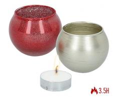 CB 30927 - Set di 2 portacandele con Candela in Vetro, 7 x 5 cm, Vari