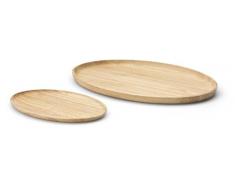 Continenta Vassoio Ovale in Legno dell Albero della Gomma, Ciotola di Legno, Pane Tempo Piatto con Bordo rialzato, Dimensioni: 36,5Â x 25Â x 2Â cm, 1Â Pezzi