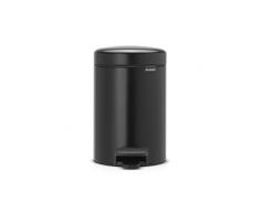 Brabantia Pedal Bin Newicon Pattumiera, Acciaio, Nero Opaco, 3 Litri