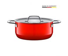 Silit Zeno Red - Pentola con Coperchio in Metallo, 24 cm, 4,4 l, in Ceramica, Adatta a Piani Cottura a induzione, Colore: Rosso