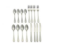 ApolloÂ âÂ Set di Posate Pezzi con Perline, in Acciaio Inox, Argento, 27Â x 18Â x 7Â cm