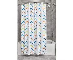 iDesign Tende per Doccia Design, Tenda per Vasca da Bagno x 183,0 cm in Poliestere, Bianco/Multicolore