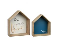 VERSA 21360023 Set Mensole, Legno, Blu, Marrone, 30 x 11 x 35 cm