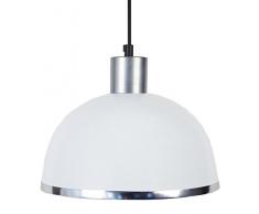 Tosel 15557 mezza sfera zigrinato, C-Lampada a sospensione in lamiera di acciaio, vernice epossidica e PVC, 245 x 900 mm, colore: cromato, bianco, 245 x 900 mm