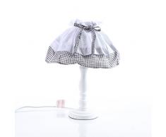 DiKasa Lampada Shabby Tessuto Base Legno DIA22H40