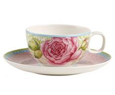 Villeroy & Boch Cottage Set da tè Tazza con Piattino, Romantico Stile Country con Rose e Ornamenti, Porcellana Premium, 2 unitÃ