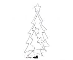 Figura Luminosa, Albero Natale 2D/3D con Stelline SMD Neon bifacciale h 115 cm, 768 LED Bianco Caldo, Luce Fissa, 24V, Esterno