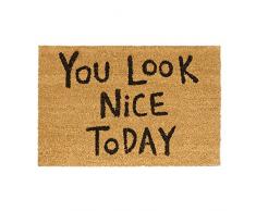 Relaxdays 10020185 Zerbino Naturale per Ingresso You Look Nice Today, Fibra di Cocco, Base Antiscivolo, Facile Manutenzione, 1.5 X 60 X 40 cm, Marrone