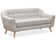 Lo+DeModa Coushto Divano a 3 Piazze Componibile, Gommapiuma D28/Lino/Legno/Poliestere, Beige, 177x83x33 cm