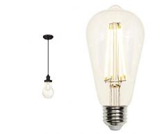 63383 Lampada a sospensione per interni monoluce, finitura bronzata ad olio con vetro a goccia chiaro, lampadina inclusa