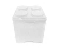 Outlook Design BRICK 3 Contenitore Multiuso Impilabile, Portagiochi a forma , Portaoggetti in Plastica, Misura 35 x 35 x 35 H cm, Bianco